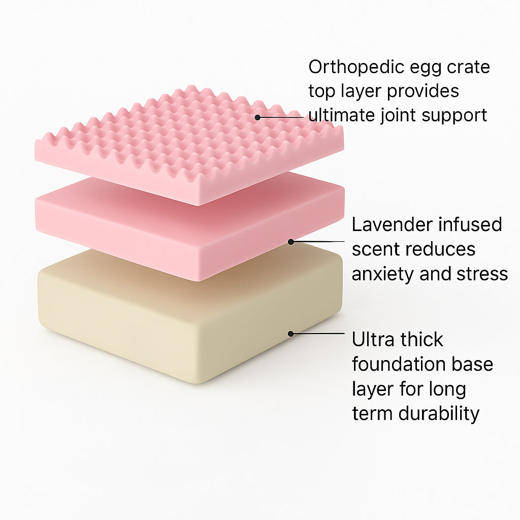 Premium Orthopedic Memory Foam Dog Bed - Pink (Large)