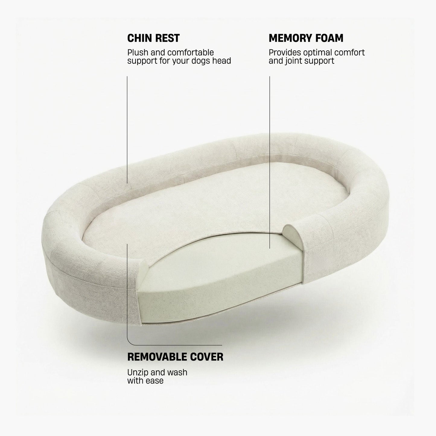 Chill Pill Memory Foam Dog Bed - Beige (Large)