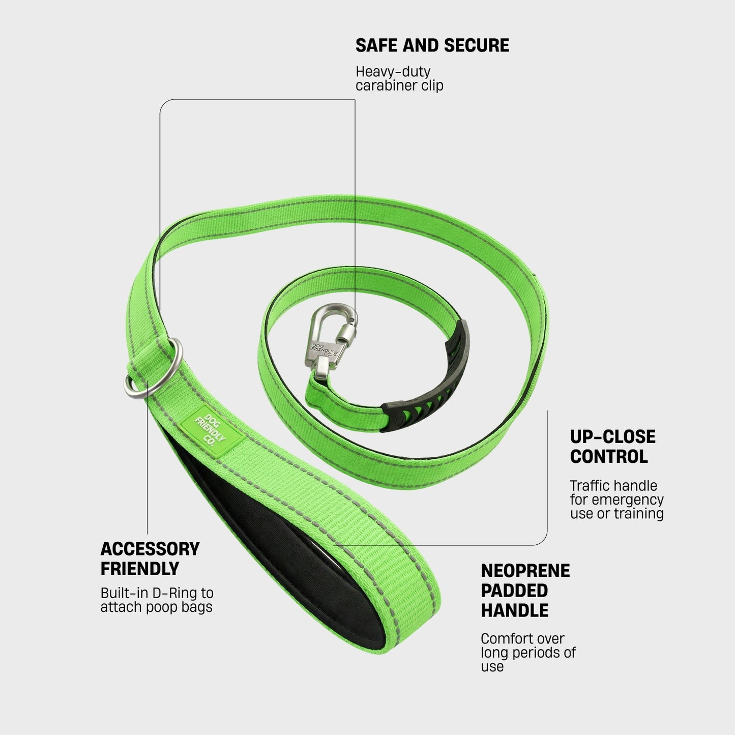 Classic Dog Leash - Neon Green