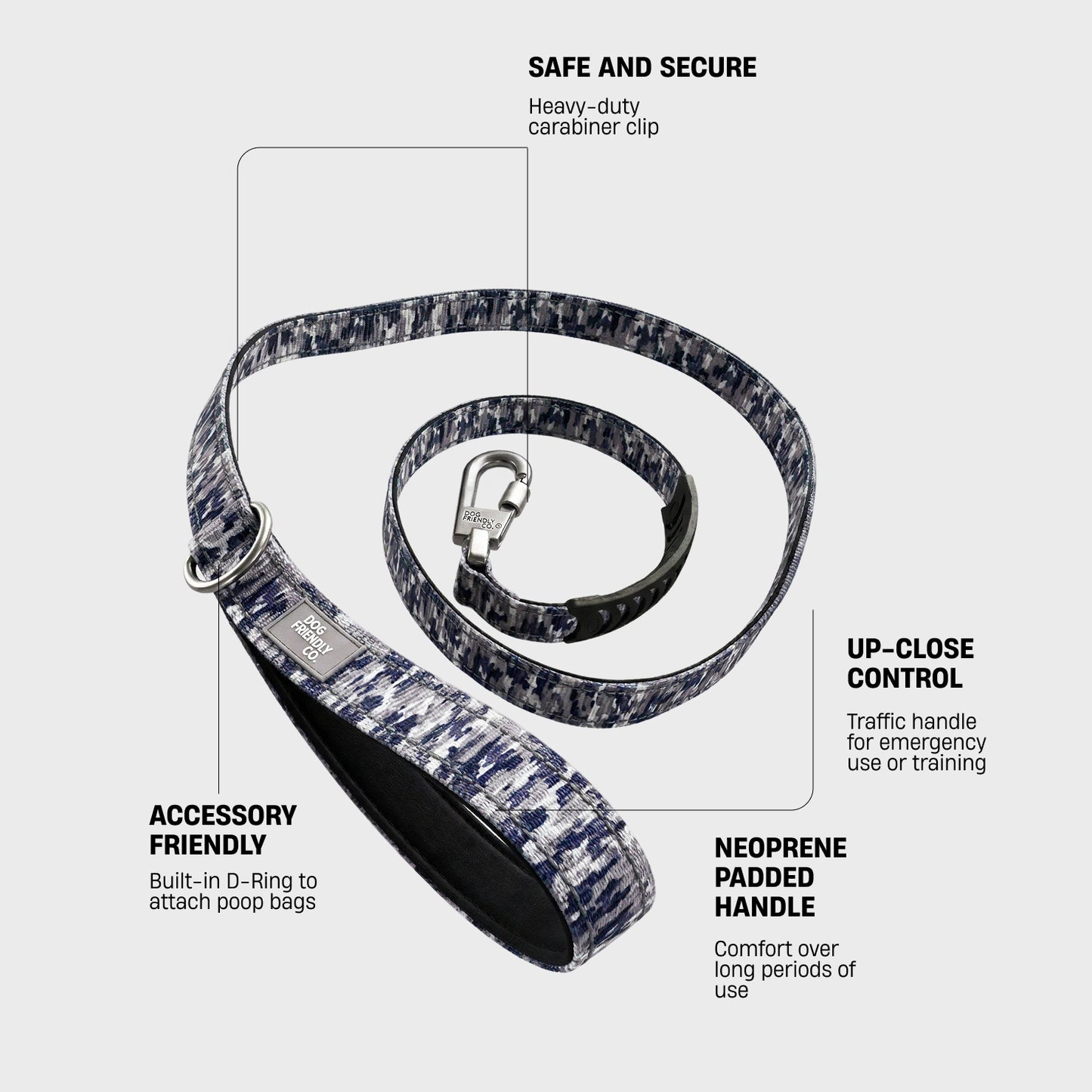 Classic Dog Leash - Grey Camo