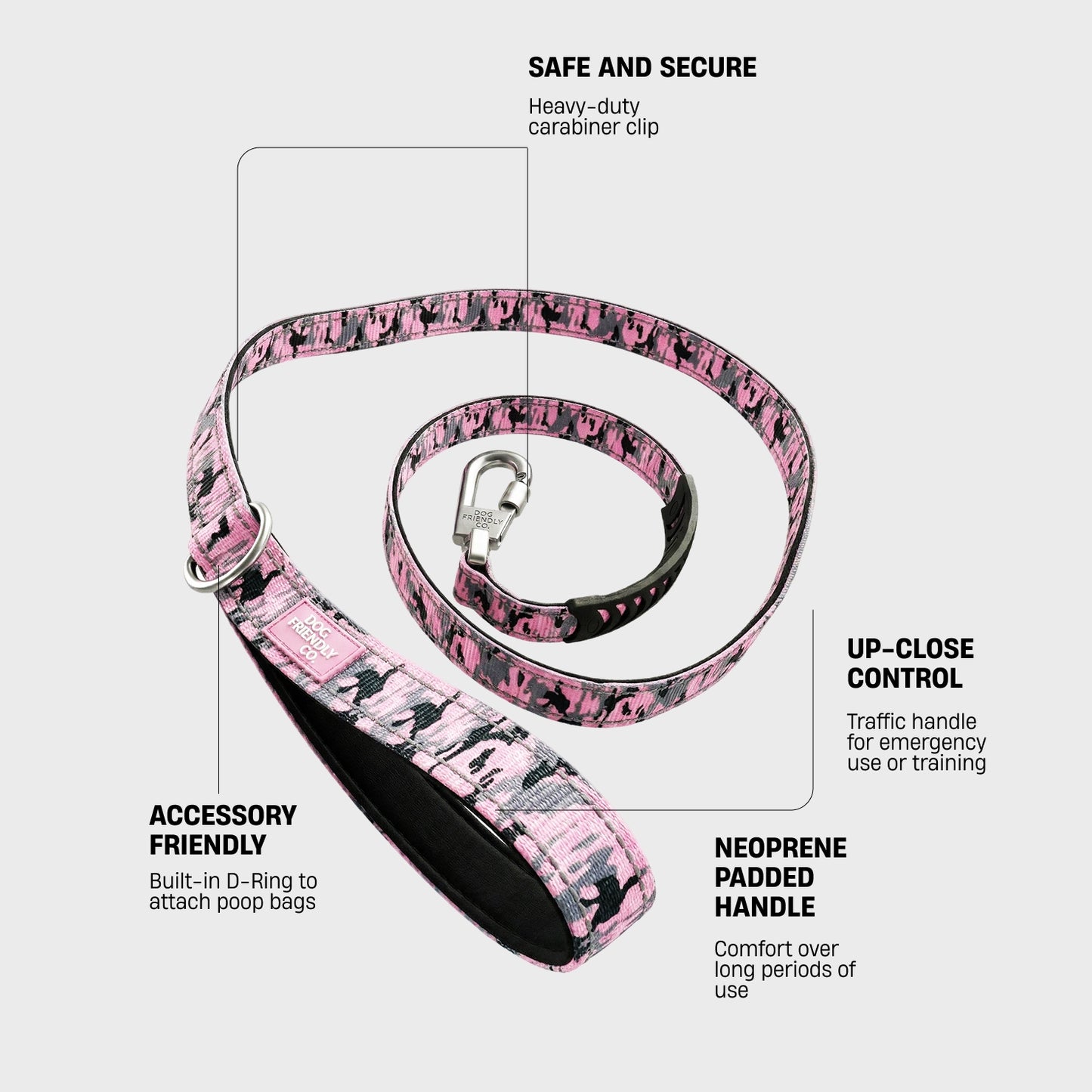 Classic Dog Leash - Pink Camo