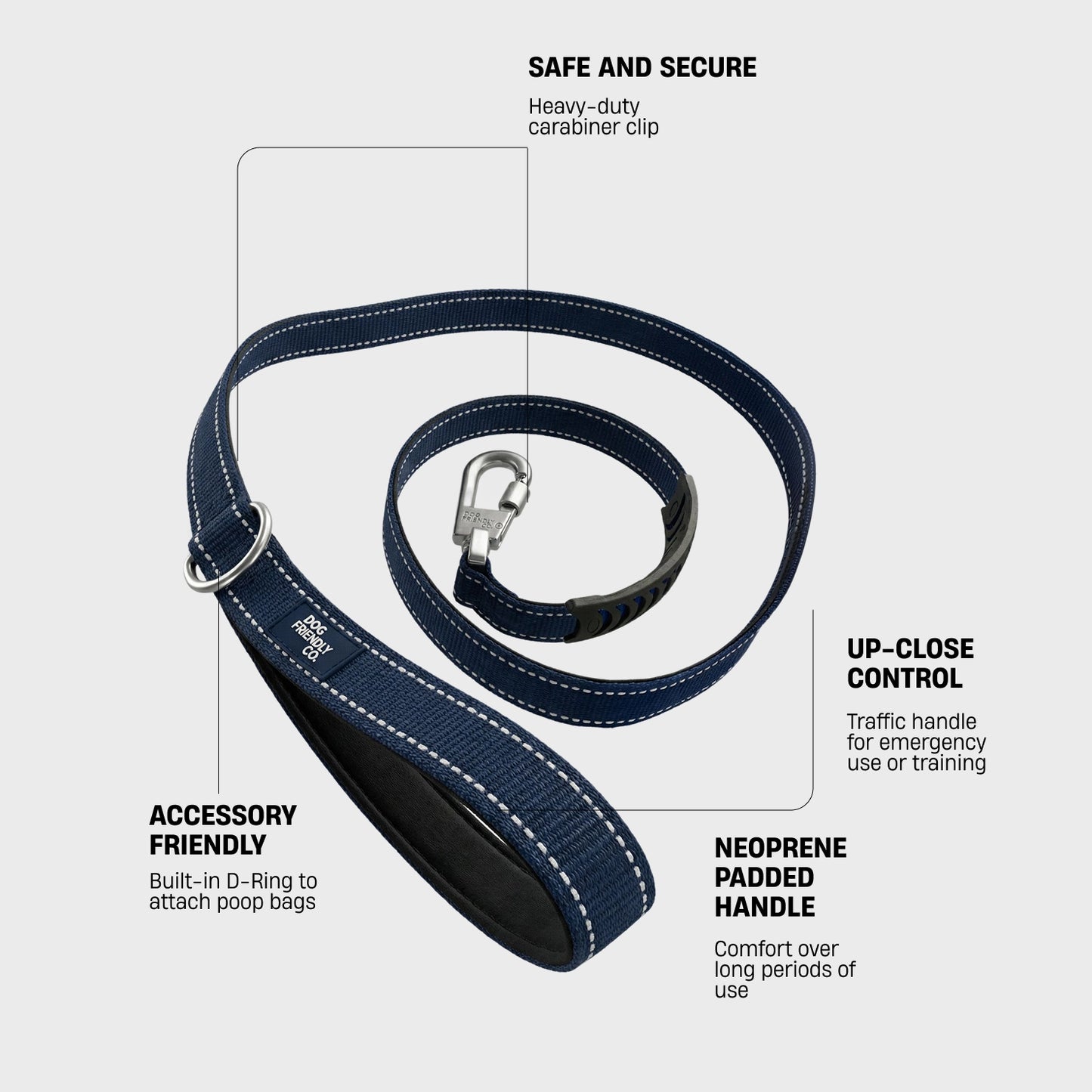 Classic Dog Leash - Navy Blue