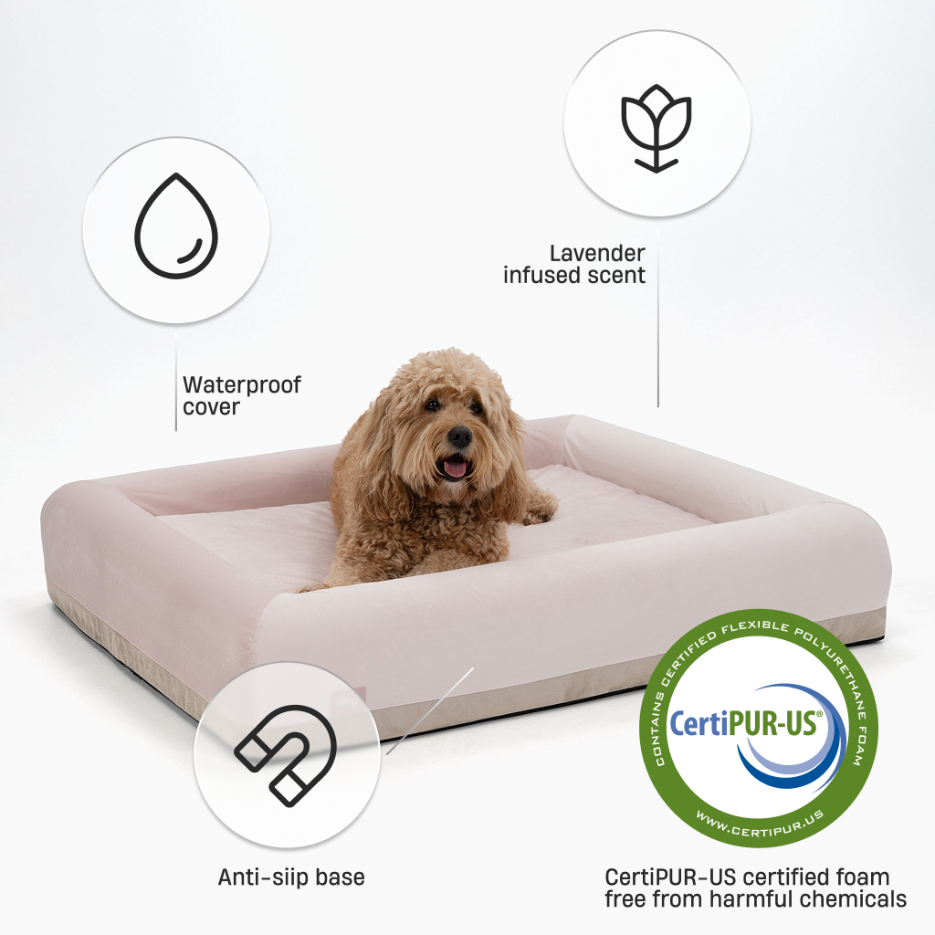Premium Orthopedic Memory Foam Dog Bed - Pink (Large)