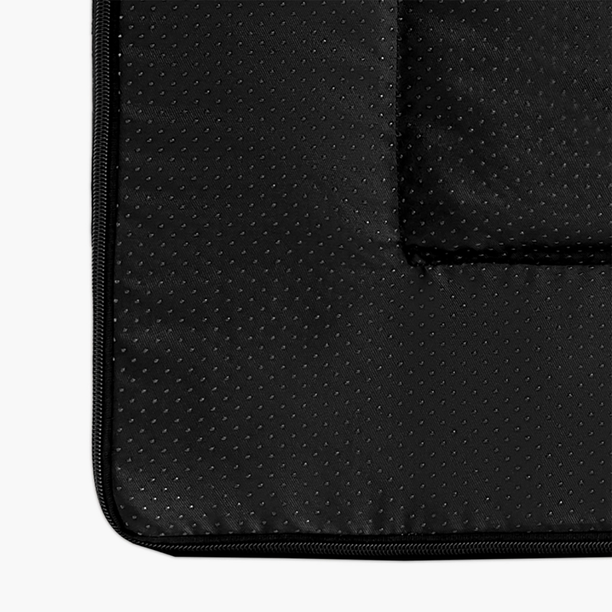 Close-up of the soft velvet lining inside the brown bouclé replacement cover.