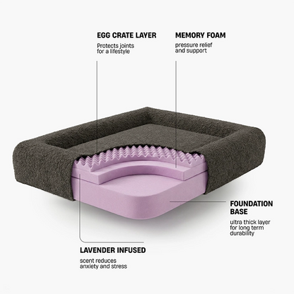 Premium Orthopedic Memory Foam Dog Bed - Brown Bouclé
