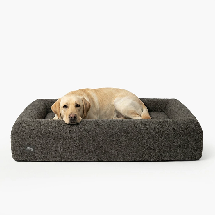 Premium Orthopedic Memory Foam Dog Bed - Brown Bouclé