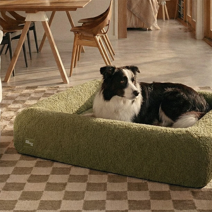 Premium Orthopedic Memory Foam Dog Bed - Green Bouclé