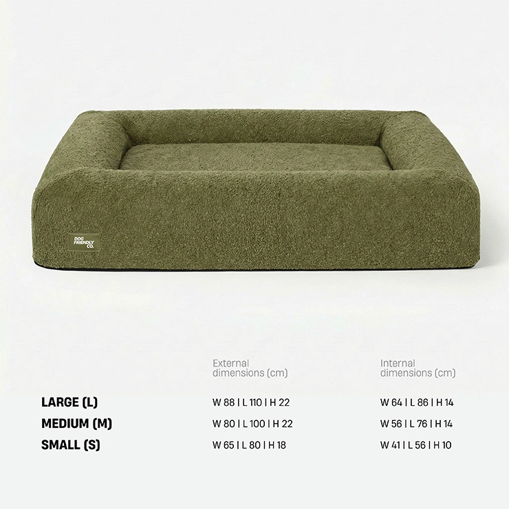 Premium Orthopedic Memory Foam Dog Bed - Green Bouclé