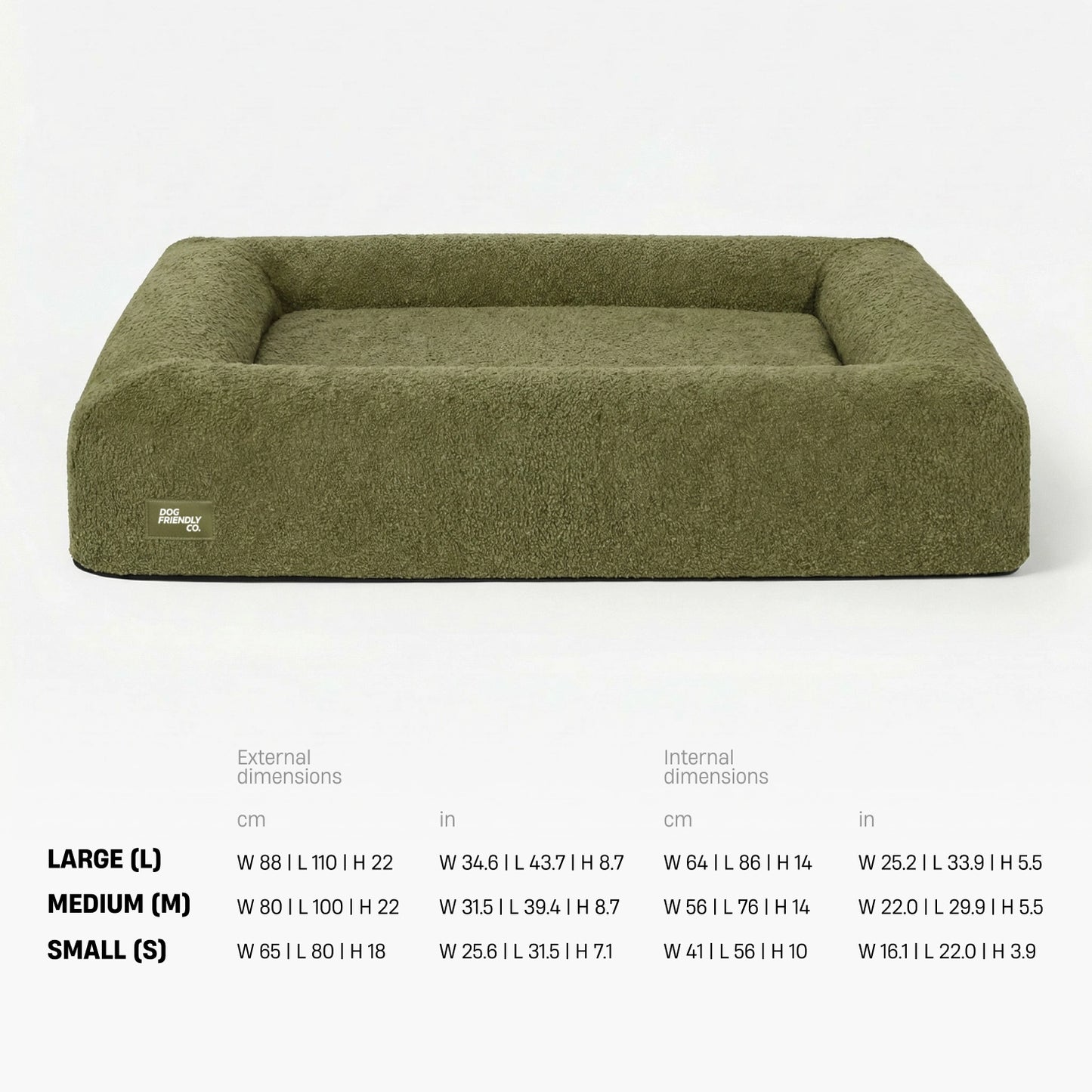 Premium Orthopedic Memory Foam Dog Bed - Green Bouclé
