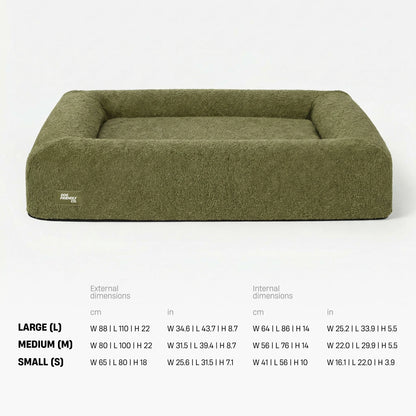 Premium Orthopedic Memory Foam Dog Bed - Green Bouclé