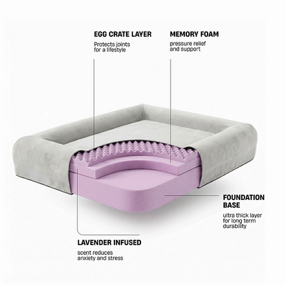 Premium Orthopedic Memory Foam Dog Bed - Grey